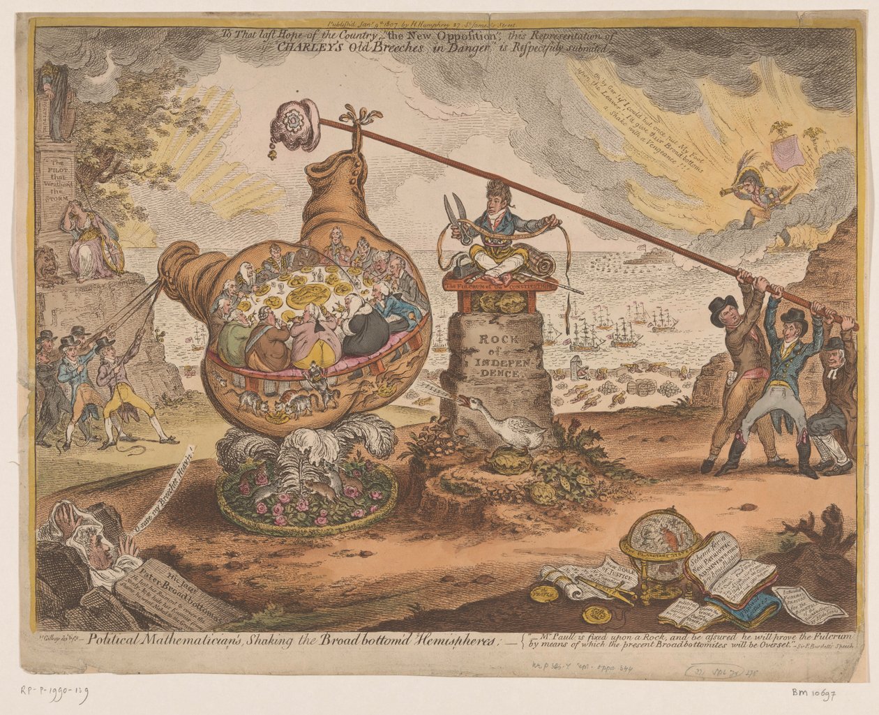 英国政治数学家，1807 年
政治数学家的《撼动宽底半球》（标题见实物） 作者 詹姆斯·吉里