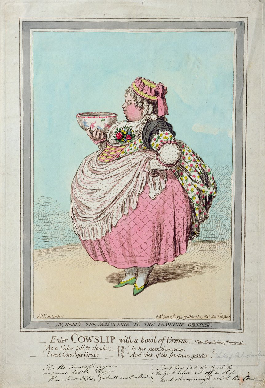 进入Cowslip，带一碗奶油，由Hannah Humphrey于1795年出版（手工蚀刻） 作者 詹姆斯·吉里