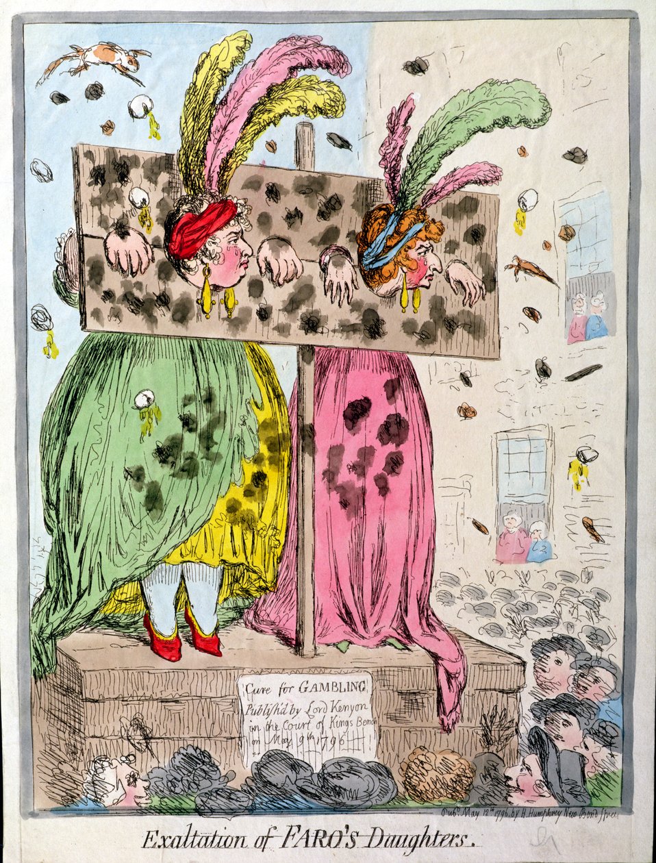 提升法鲁的女儿，由Hannah Humphrey于1796年出版（手工彩色蚀刻） 作者 詹姆斯·吉里