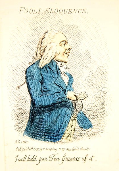 傻瓜口才》，由汉娜-汉弗莱于1795年出版（手绘版画）（191281年的细节）。 作者 詹姆斯·吉里