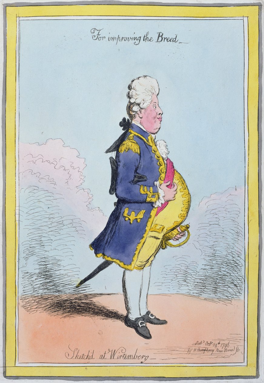 为了改善品种，于1796年由汉娜·汉弗莱出版的Wirtemberg（手工彩色蚀刻） 作者 詹姆斯·吉里