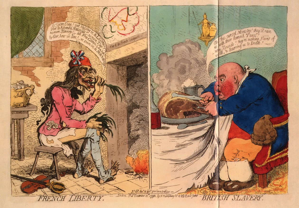 法国自由。英国奴隶制，1792年 作者 詹姆斯·吉里