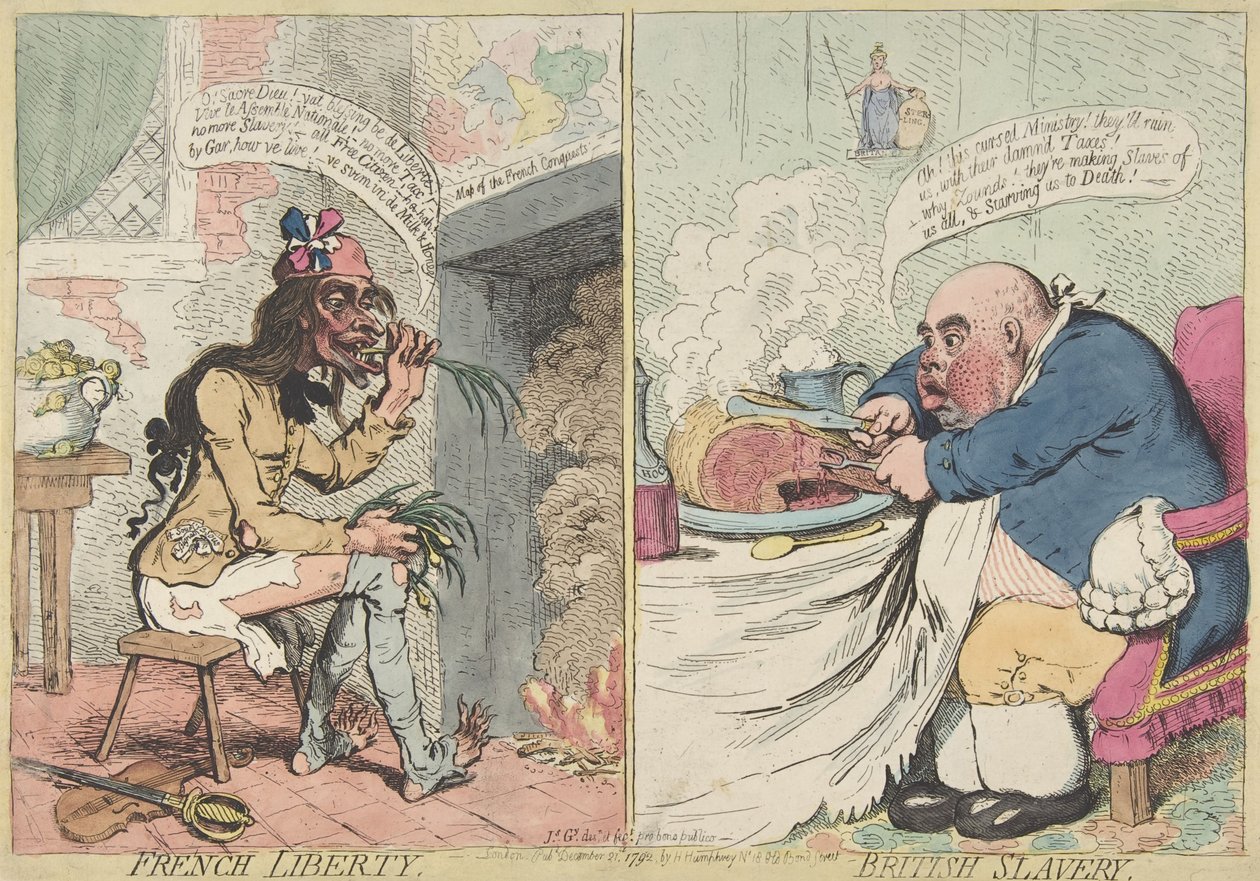 法国的自由。British Slavery, December 21, 1792., December 21, 1792. 作者 詹姆斯·吉里