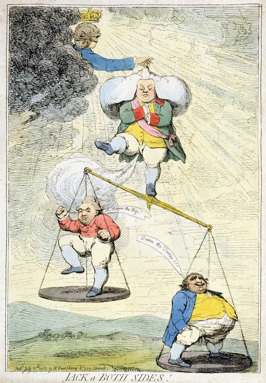 双面杰克，由William Humphrey于1783年出版（手工彩色蚀刻） 作者 詹姆斯·吉里