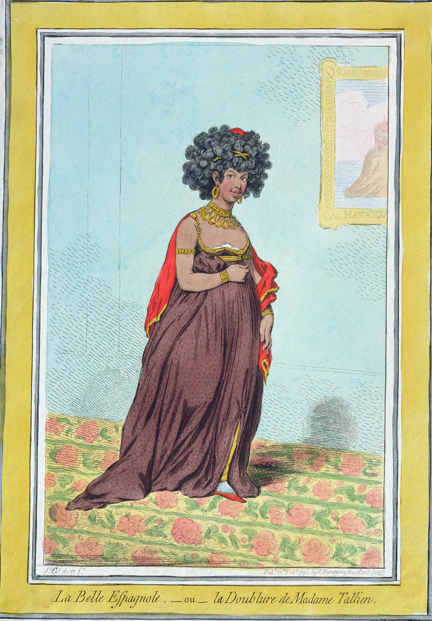 La Belle Espagnole，或塔林夫人的衬里（1773-1835），Hannah Humphrey于1796年出版（手工蚀刻） 作者 詹姆斯·吉里