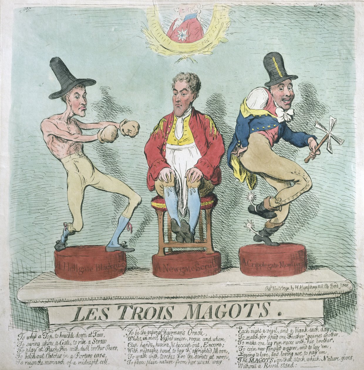 Les Trois Magots，由Hannah Humphrey于1791年出版（手工蚀刻） 作者 詹姆斯·吉里