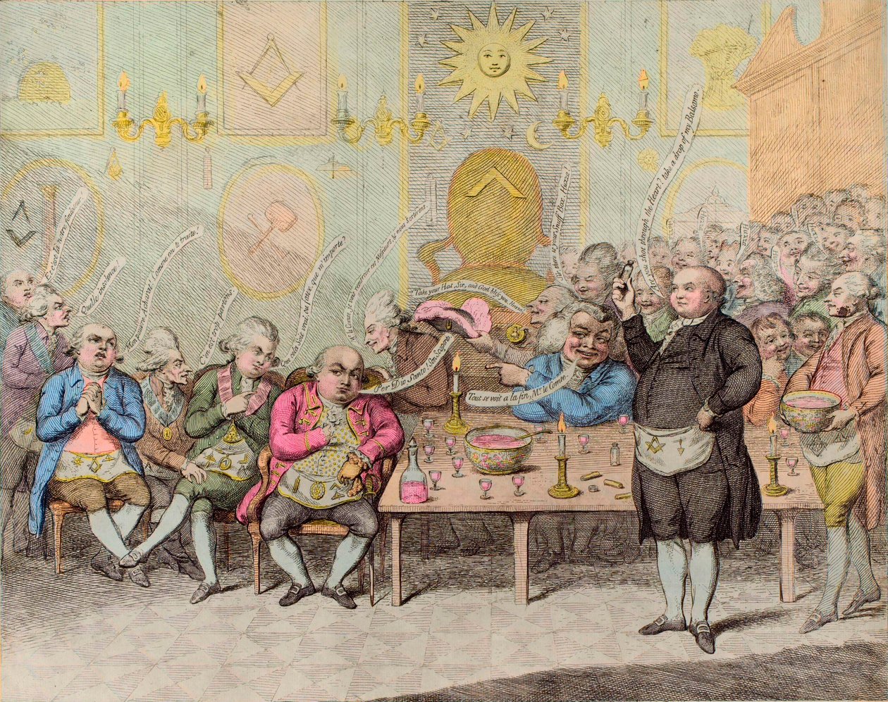 Maconic Anecdote/A Masonic Anedcote - 作者：James Gillray (1757-1815) - 英国漫画反对卡廖斯特罗伯爵（Alessandro, Count of Cagliostro (Giuseppe Balsamo) 作者 詹姆斯·吉里