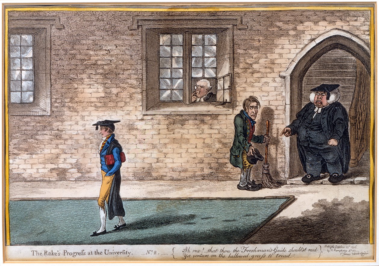 “大学耙子的进步”中的板2，由Hannah Humphrey于1806年出版（手工蚀刻） 作者 詹姆斯·吉里