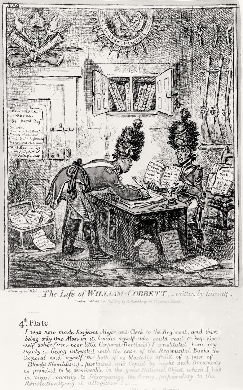 板块4，来自William Cobbett的生活，由他自己写，酒吧。作者：H。Humphrey，1809年 作者 詹姆斯·吉里