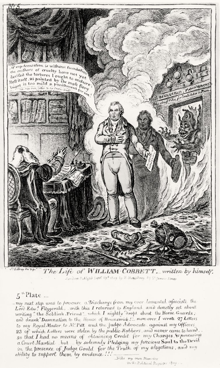 板块5，来自William Cobbett的生活，由他自己写，酒吧。作者：H。Humphrey，1809年 作者 詹姆斯·吉里