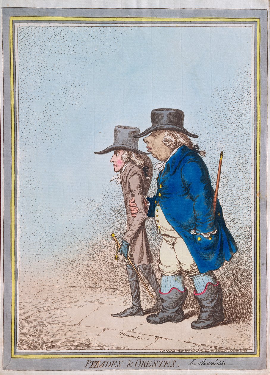 Pylades和Orestes，酒吧。作者：Hannah Humphrey，1797 作者 詹姆斯·吉里