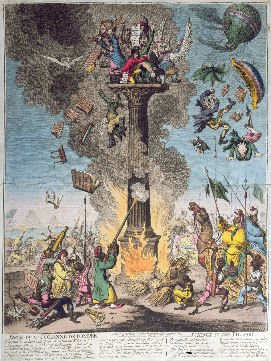 H. Humphrey于1799年出版的Siege de la Colonne de Pompee，或称为Pillory的科学（蚀刻，雕刻和wc） 作者 詹姆斯·吉里
