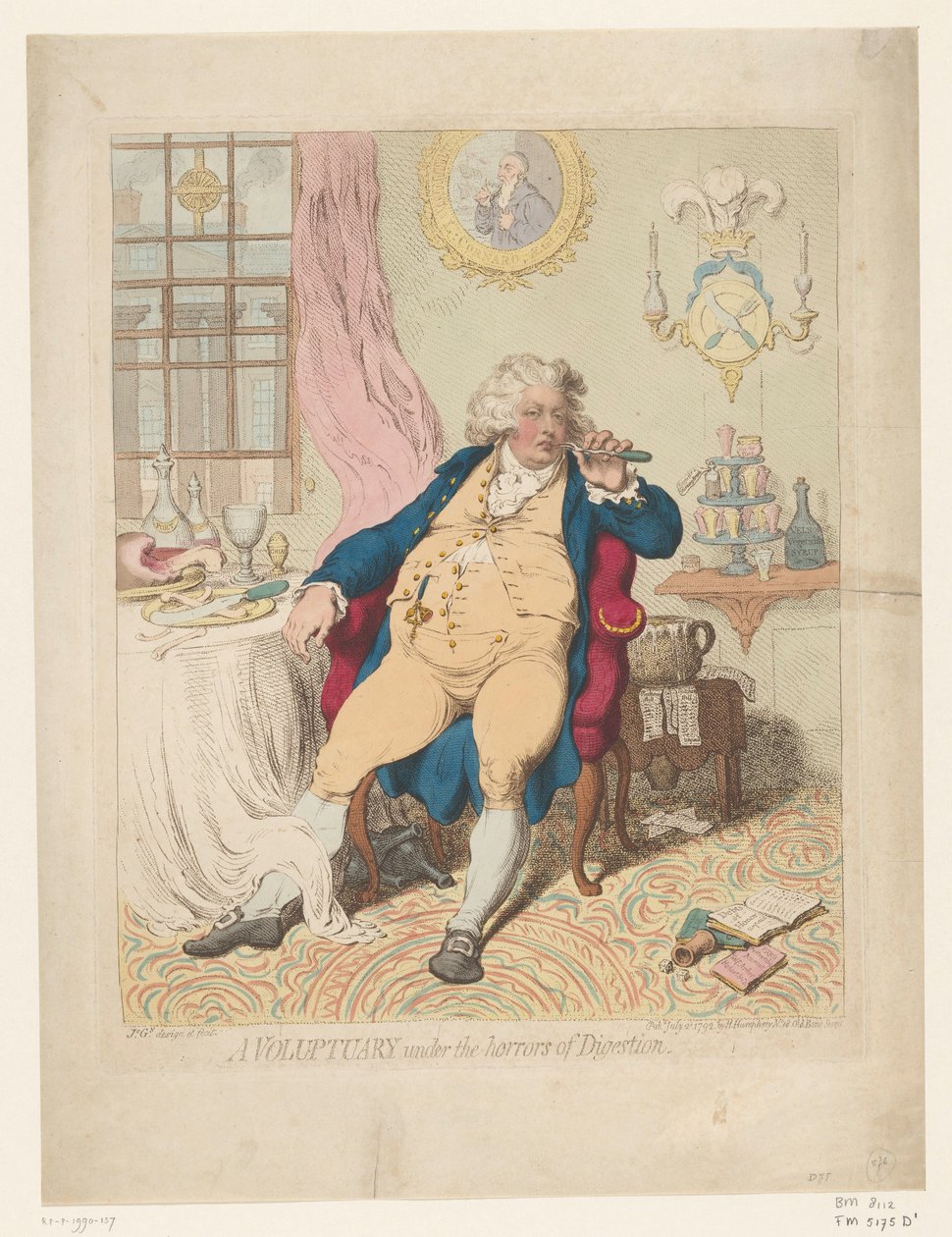 乔治四世的 Spotprent 作品，1792 年
在可怕的消化过程中的娼妓》（标题见实物） 作者 詹姆斯·吉里