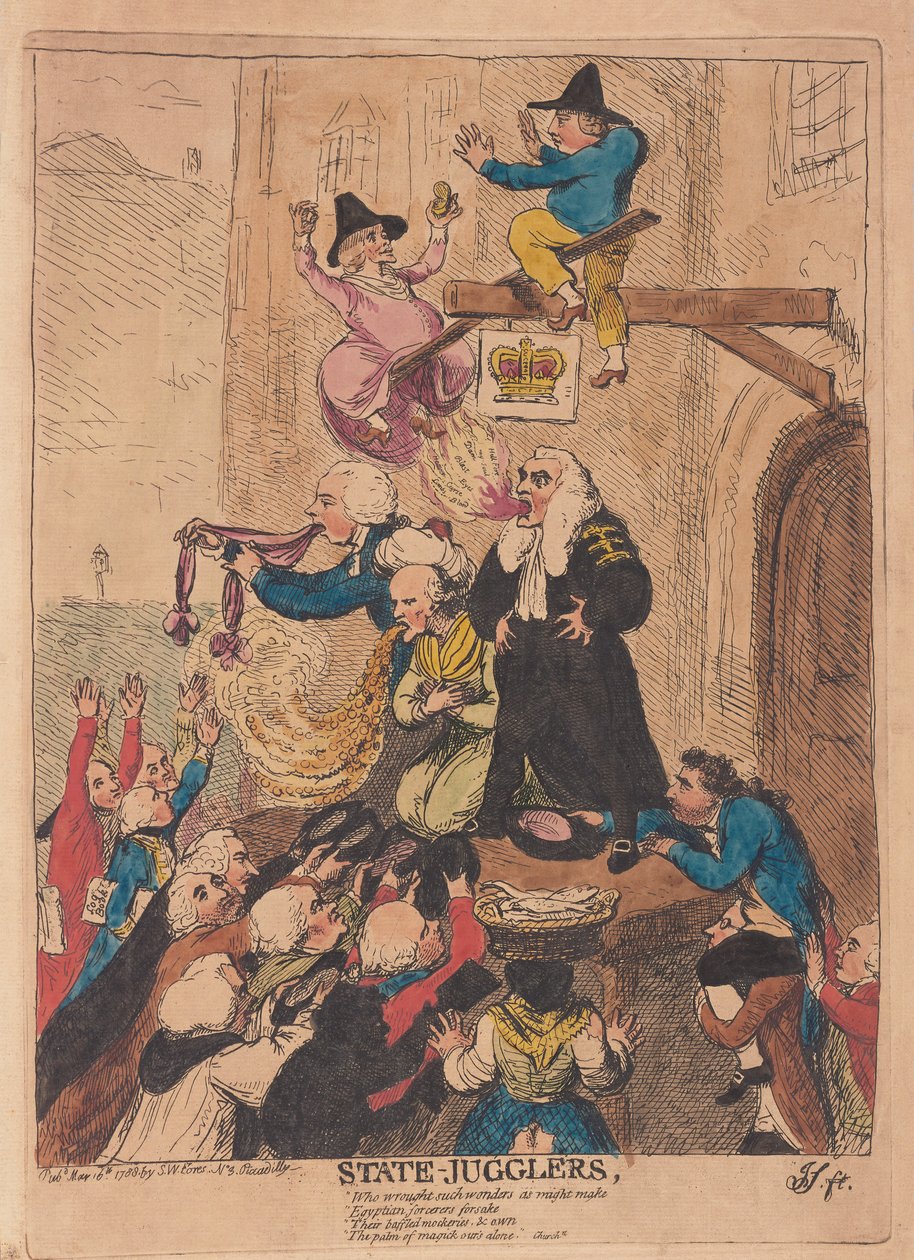 酒吧Jugglers，酒吧。 1788年（手工彩色雕刻） 作者 詹姆斯·吉里