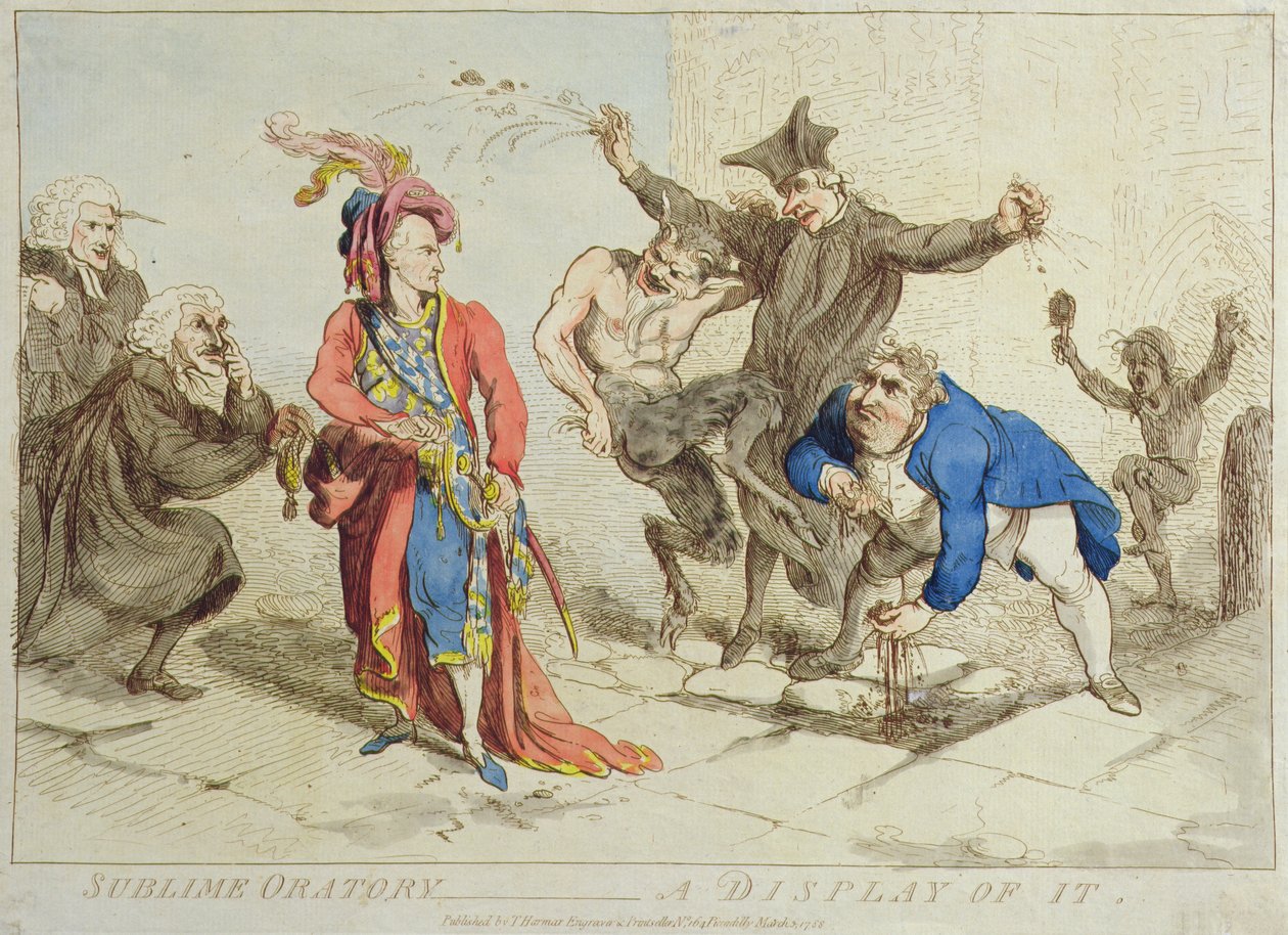 崇高的演说。A Display of It, published by T. Harmar in 1788 (hand-colored etching) 作者 詹姆斯·吉里