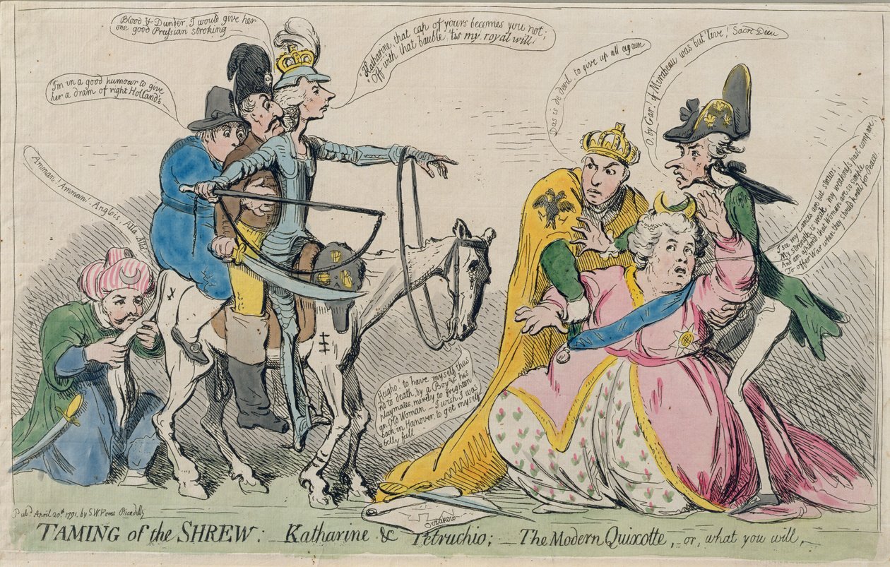 驯服Shrew：Katherine und Petruchio，或The Modern Quixote，由SW Fores于1791年出版（手工蚀刻） 作者 詹姆斯·吉里