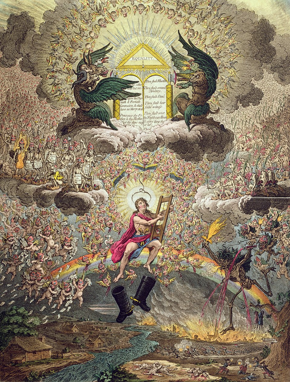 霍希的神化》，汉娜-汉弗莱于 1798 年出版（手绘蚀刻版画） 作者 詹姆斯·吉里