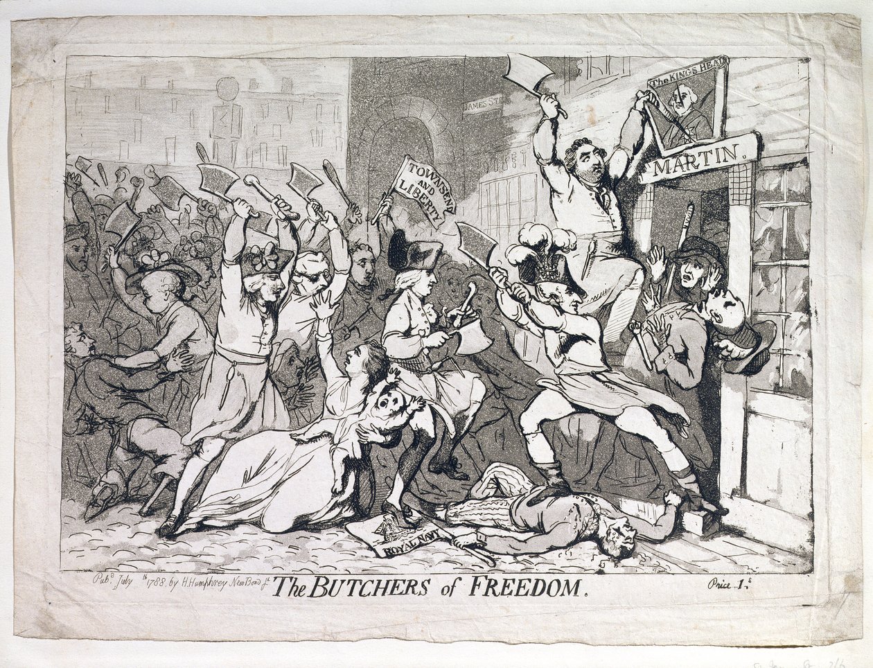 自由的屠夫》，汉娜-汉弗莱 1788 年出版（蚀刻版画） 作者 詹姆斯·吉里