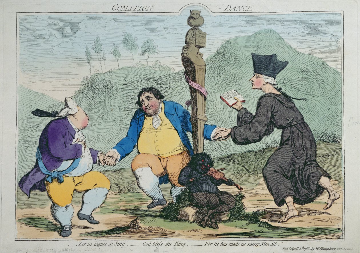 联盟舞蹈，由William Humphrey于1783年出版（手工彩色蚀刻） 作者 詹姆斯·吉里