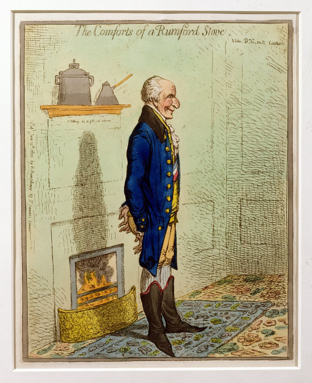 Rumford Stove，酒吧的舒适。作者：Hannah Humphrey，1800（蚀刻和wc） 作者 詹姆斯·吉里