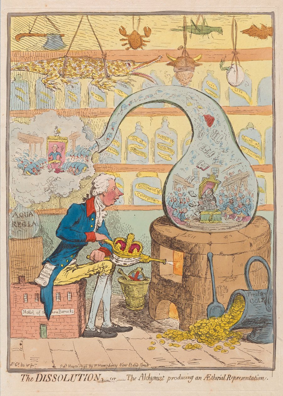 解散或阿尔奇米斯特产生Aetherial Representation，pub。 1796年（手工彩色雕刻） 作者 詹姆斯·吉里