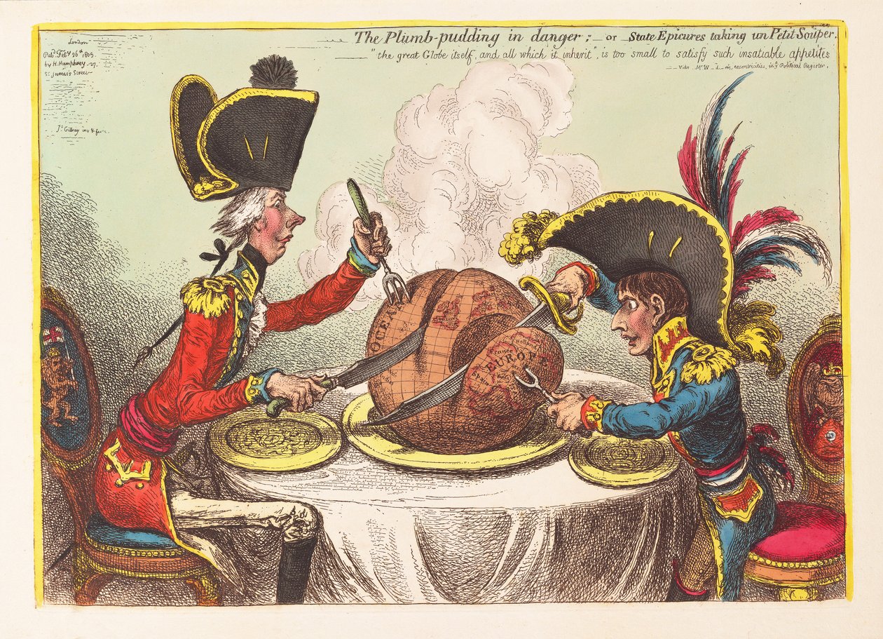 梅花布丁在危险或国家Epicures采取un Petit Souper，酒吧。 1805（手工彩色雕刻） 作者 詹姆斯·吉里