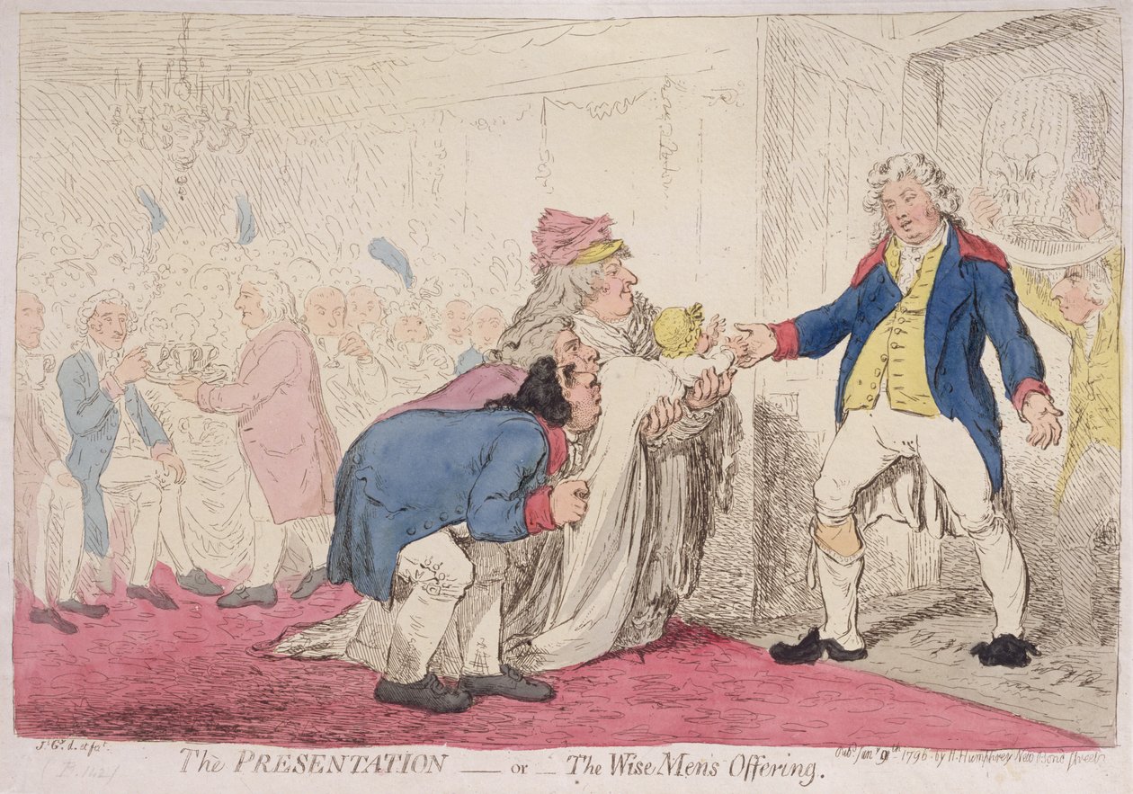 由Hannah Humphrey于1796年出版的演示文稿或智者的发行（手工彩色蚀刻） 作者 詹姆斯·吉里