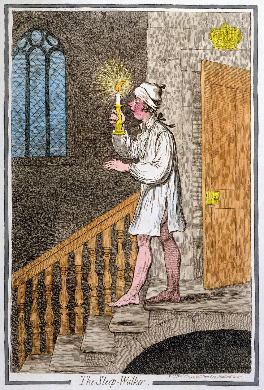 睡眠行者，由Hannah Humphrey于1795年出版（手工蚀刻0 作者 詹姆斯·吉里