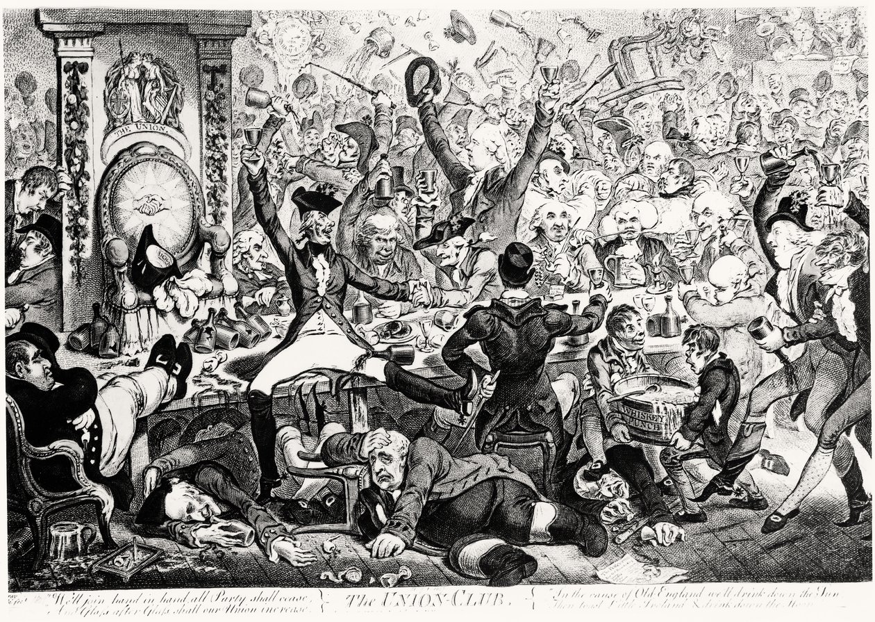 联盟俱乐部，1801（彩色雕刻） 作者 詹姆斯·吉里