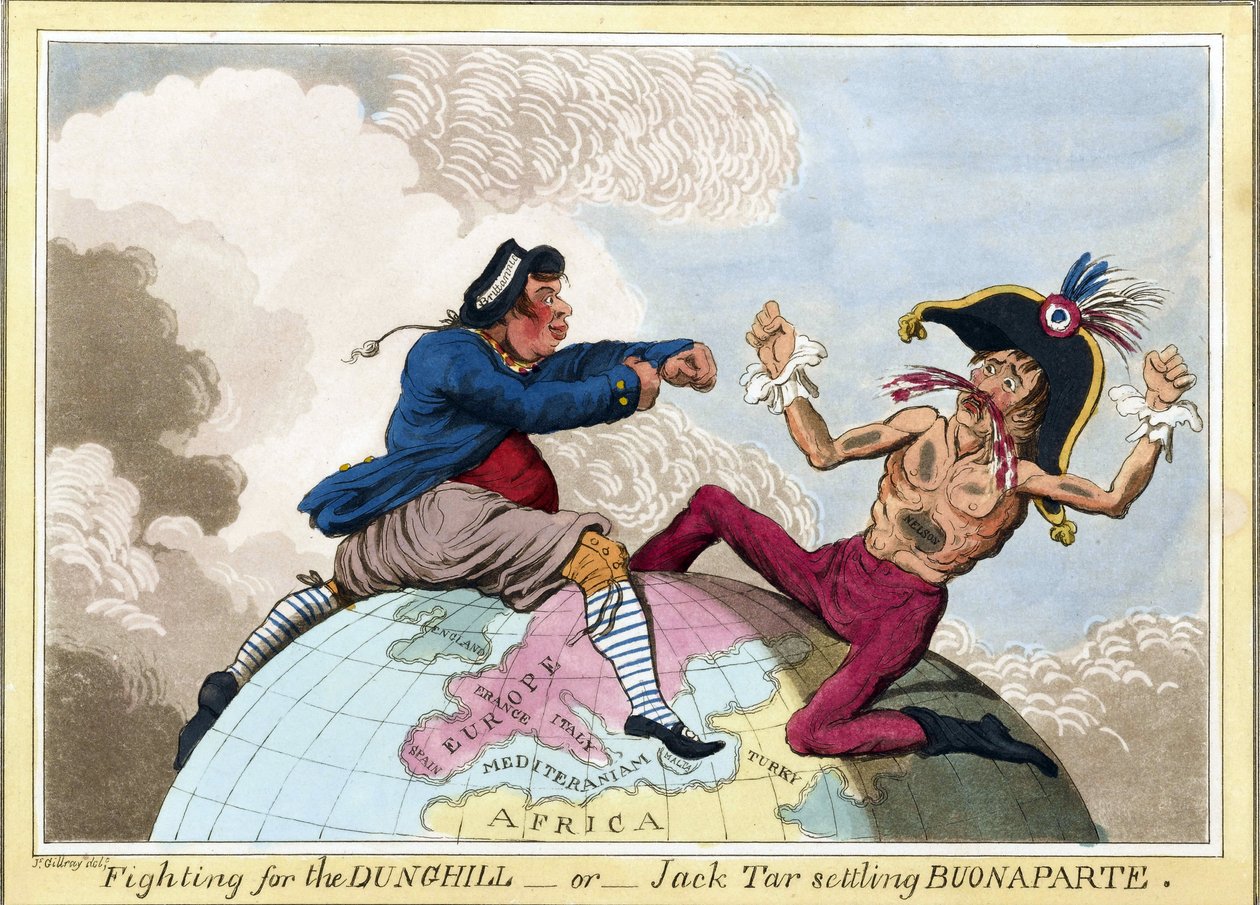 拿破仑-波拿巴（1769-1821 年）与邓吉尔或杰克-塔尔（代表英国海军士兵）之争 作者 詹姆斯·吉里