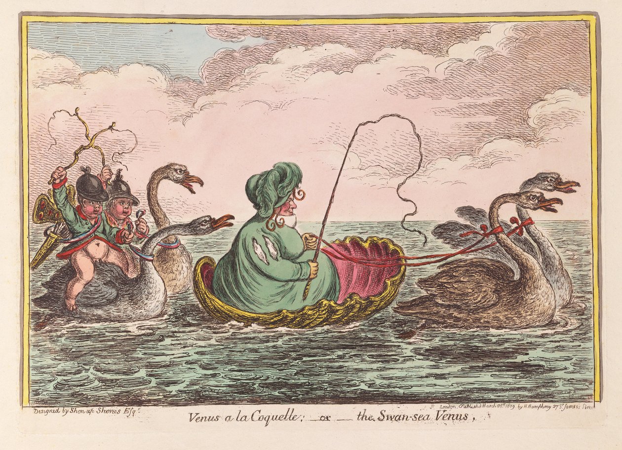 金星a Coquelle;或天鹅海金星，酒吧。 1809（手工彩色雕刻） 作者 詹姆斯·吉里