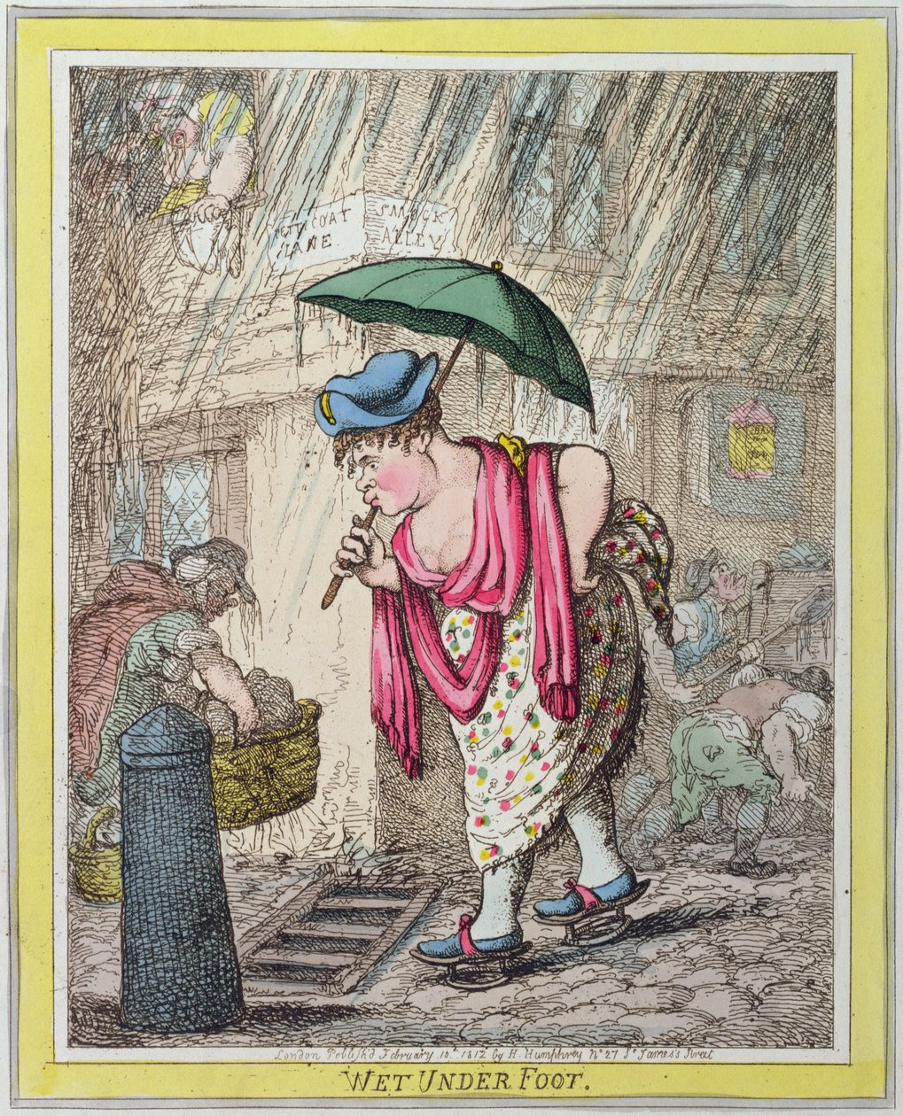 Wet Under Foot，由Hannah Humphrey于1812年出版（手工蚀刻） 作者 詹姆斯·吉里