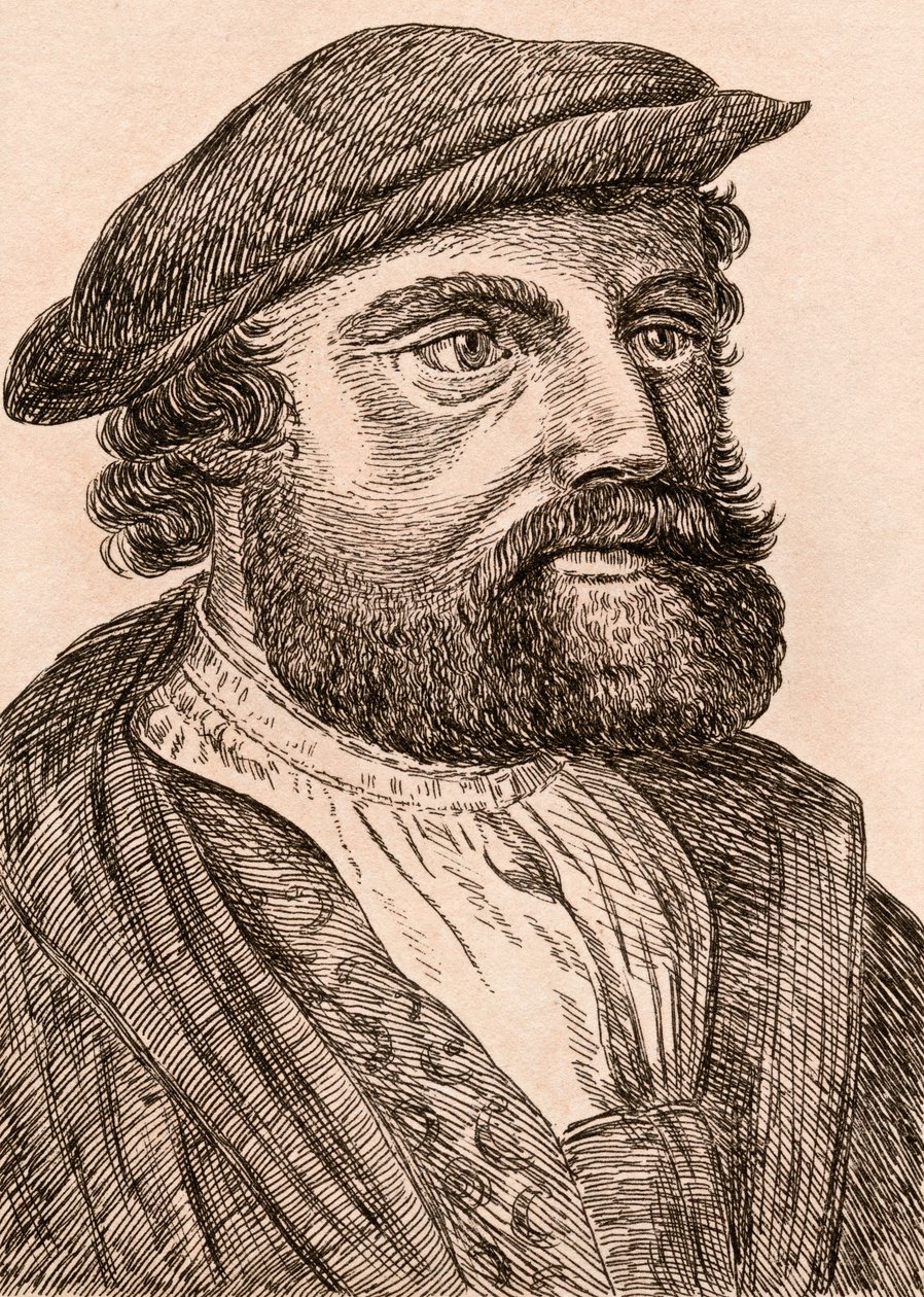 Hans Holbein the Younger，插图来自&39;真实原创的着名画家肖像&39;，于1817年在伦敦出版 作者 詹姆斯·吉尔丁