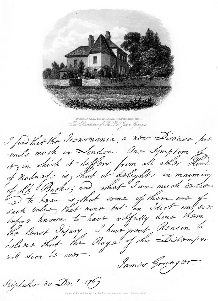 詹姆斯·格兰杰牧师的来信，以及他于1769年在希普莱克的住所，1840年 作者 詹姆斯·格兰杰