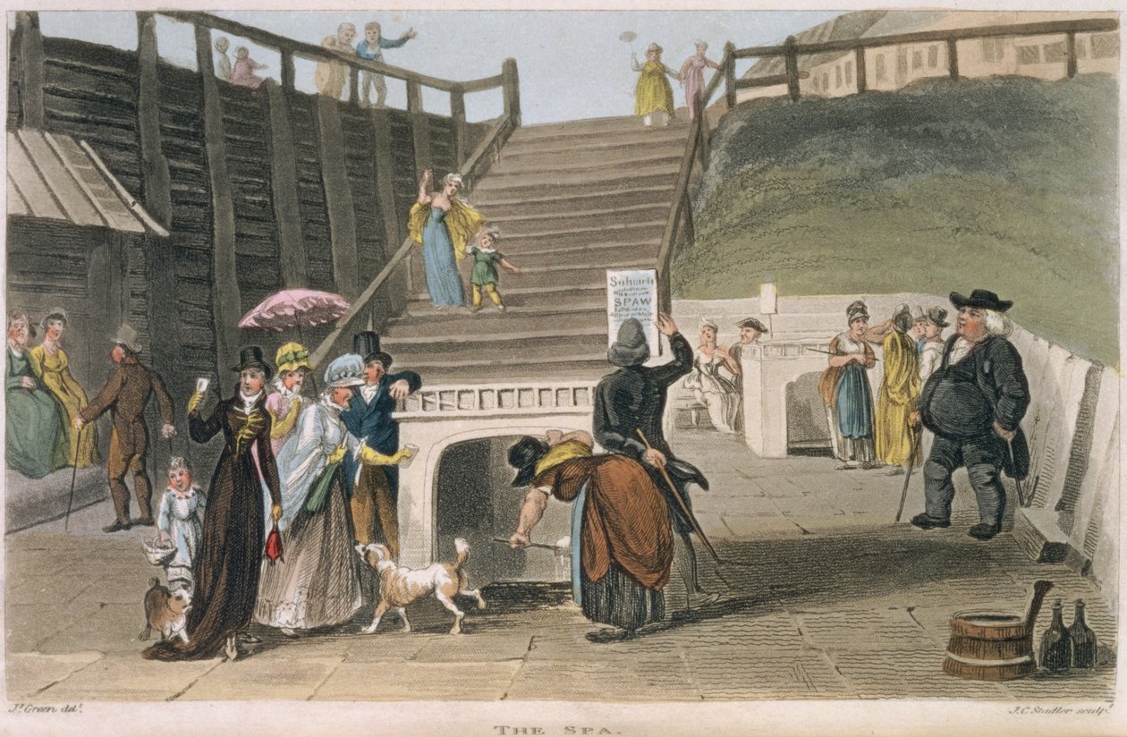 The Spa，来自“斯卡伯勒的诗意草图”，由Joseph Constantine Stadler（fl.1780-1812）酒吧刻。 1813 作者 詹姆斯·格林
