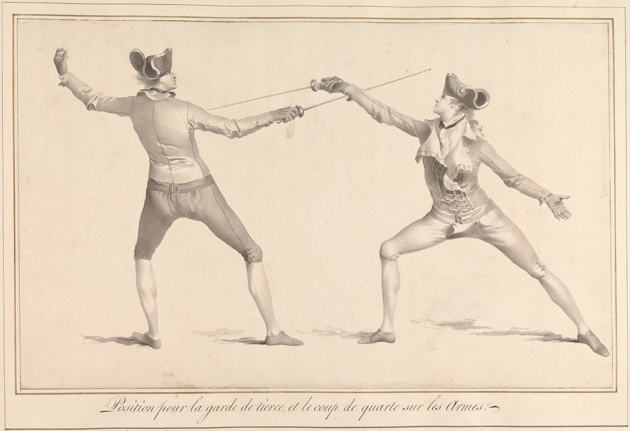 Garde de Tierce 的立场和武器上的 Coup de Quarte 作者 詹姆斯格温