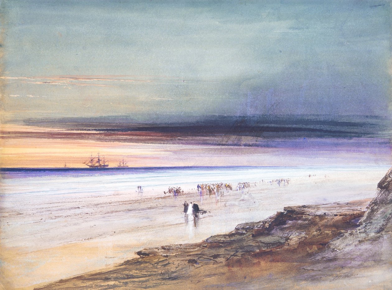 海滩场景，1865年 作者 詹姆斯·汉密尔顿