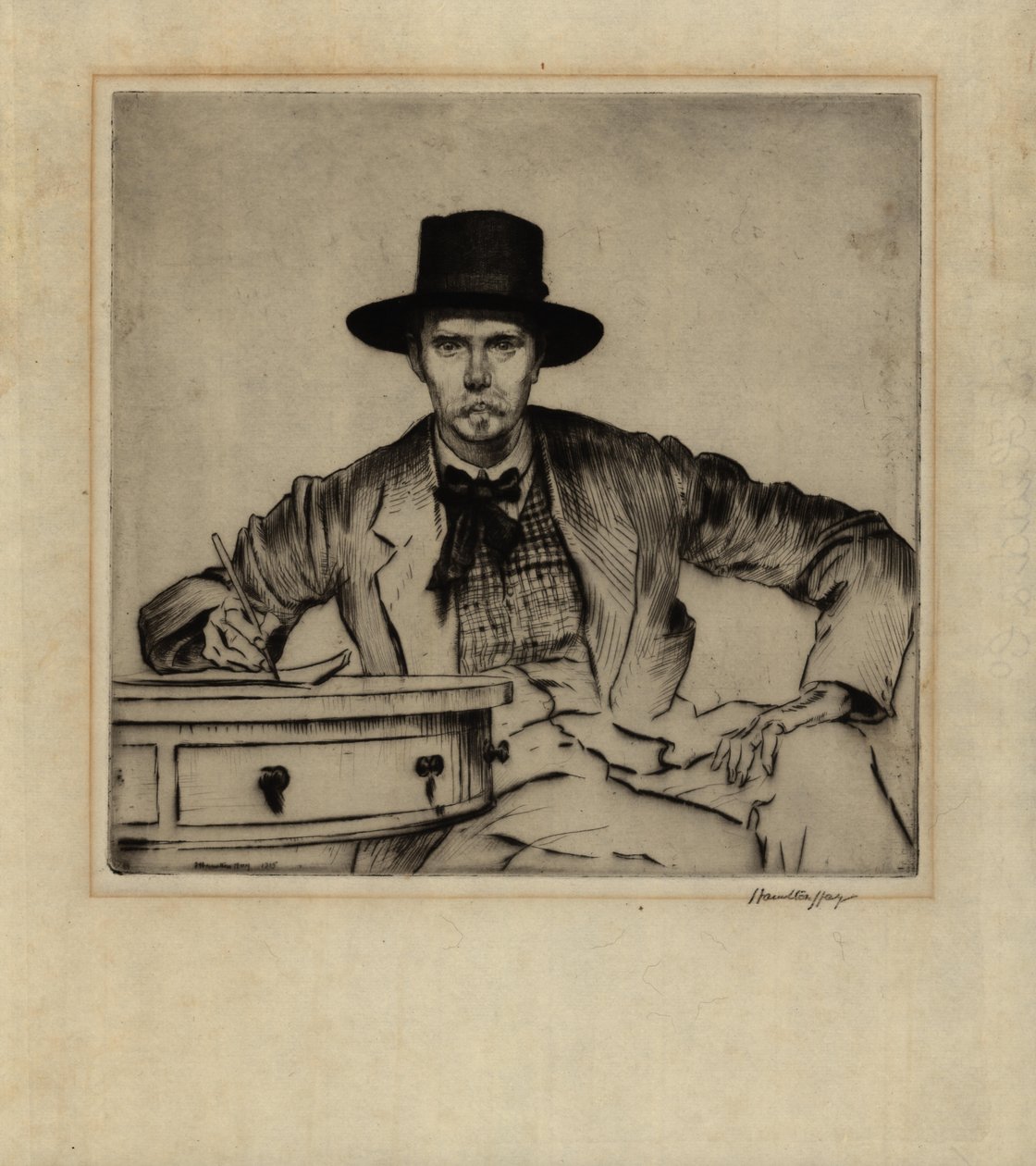 Engraver J. Hamilton Hay的肖像，1915年（干点蚀刻） 作者 詹姆斯·汉密尔顿·海