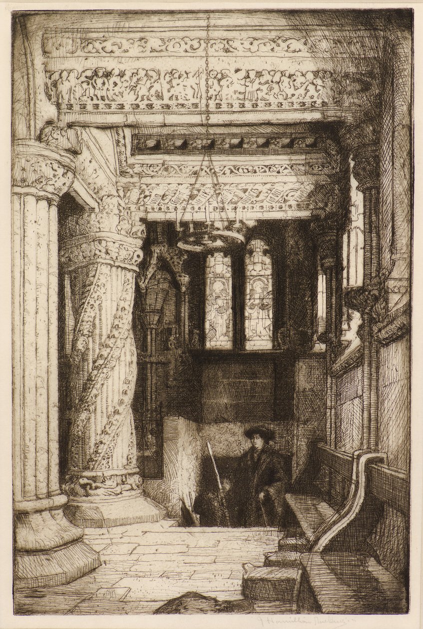 普伦蒂斯·皮勒（Prentice Pillar），罗斯林教堂（Rosslyn Chapel）（蚀刻） 作者 詹姆斯·汉密尔顿·麦肯齐