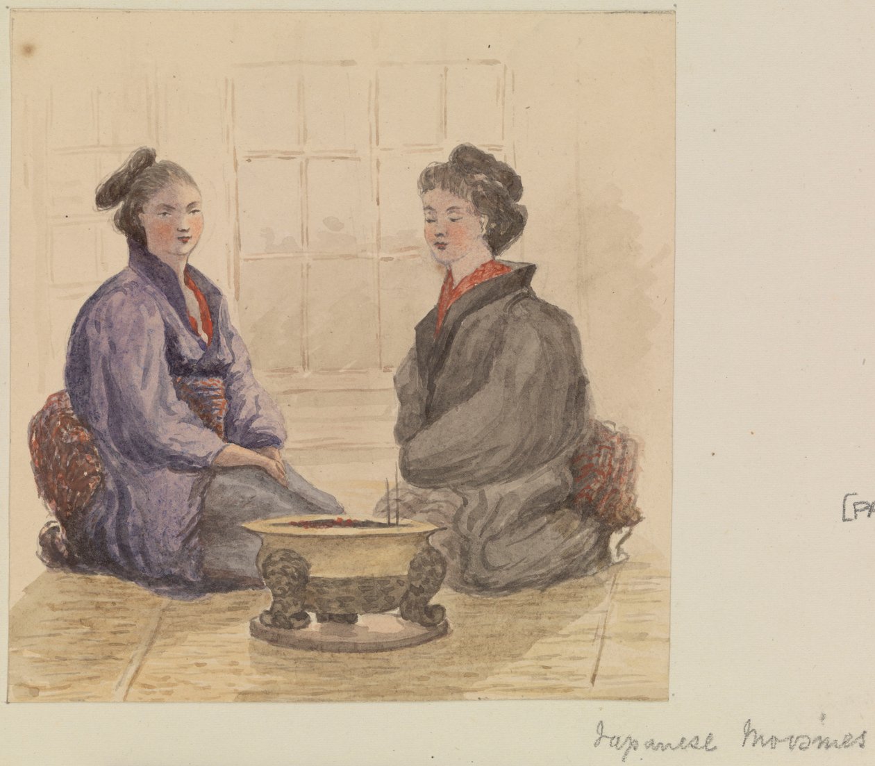日本的 "moosmes"，约 1868 年（水彩画） 作者 詹姆斯·亨利·巴特