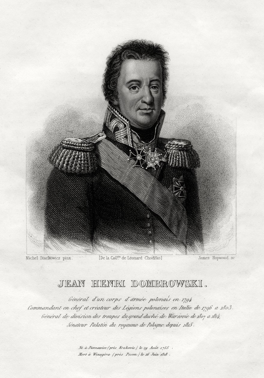 让·亨利·多姆布罗夫斯基（Jean Henri Dombrowski），波兰军人，1845年 作者 詹姆斯·霍普伍德