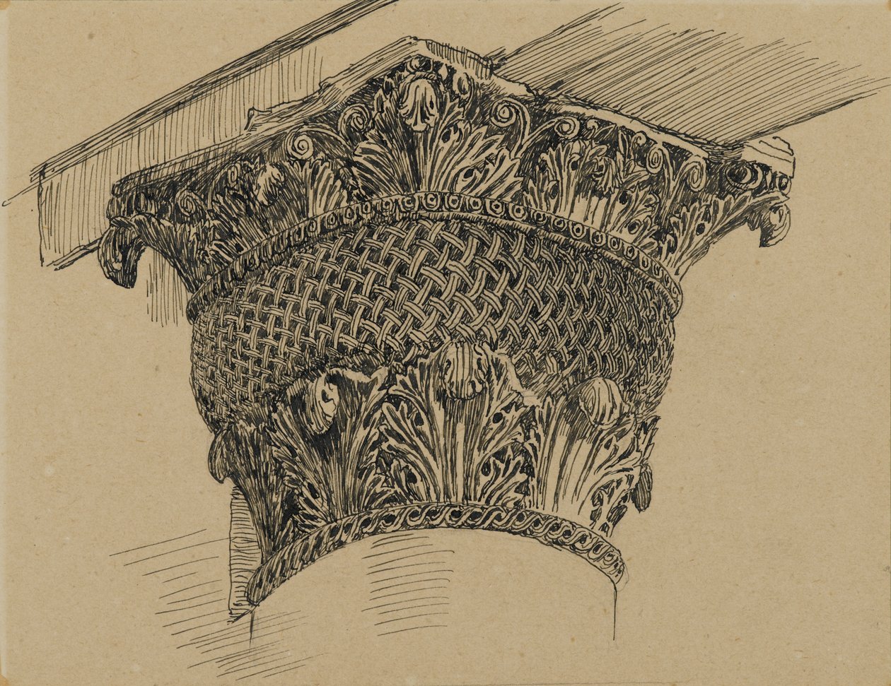 来自El-Aksa清真寺的资本，来自我们的主耶稣基督的生命的插图，1886-94（纸上装有钢笔和墨水） 作者 詹姆斯·雅克·约瑟夫·天梭