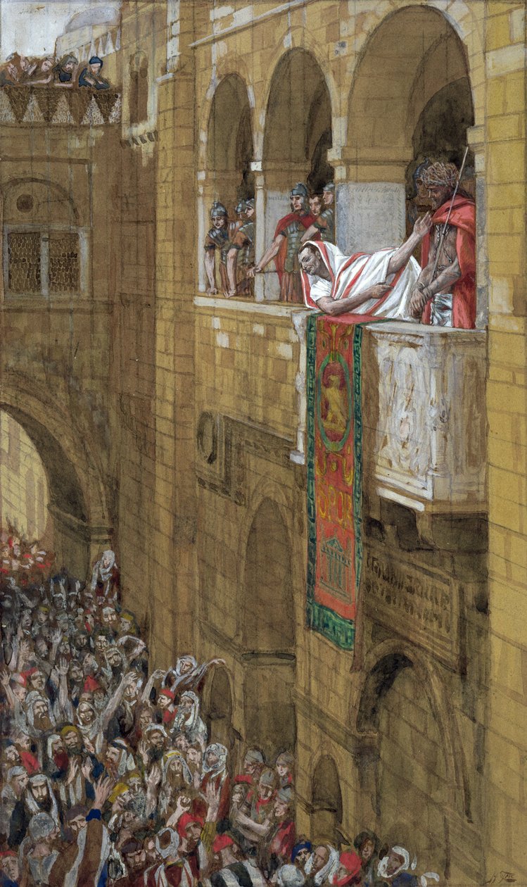 Ecce Homo，基督生平的插图，c.1886-94（纸板上的水粉和水粉） 作者 詹姆斯·雅克·约瑟夫·天梭
