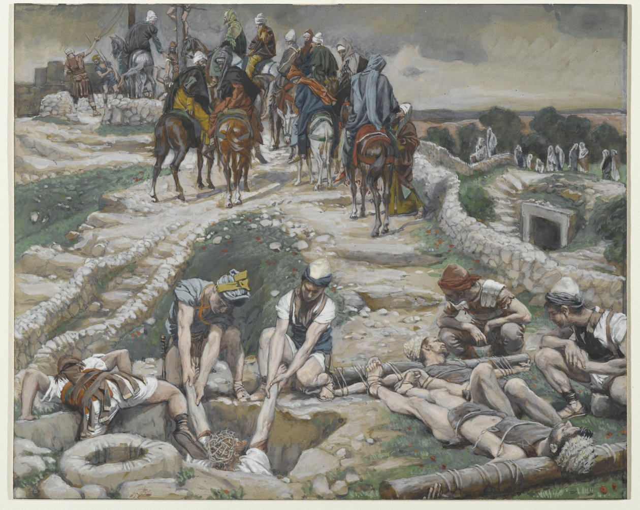 耶稣采取从蓄水池，1886年至1986年的主耶稣基督的生活插图（纸上石墨） 作者 詹姆斯·雅克·约瑟夫·天梭