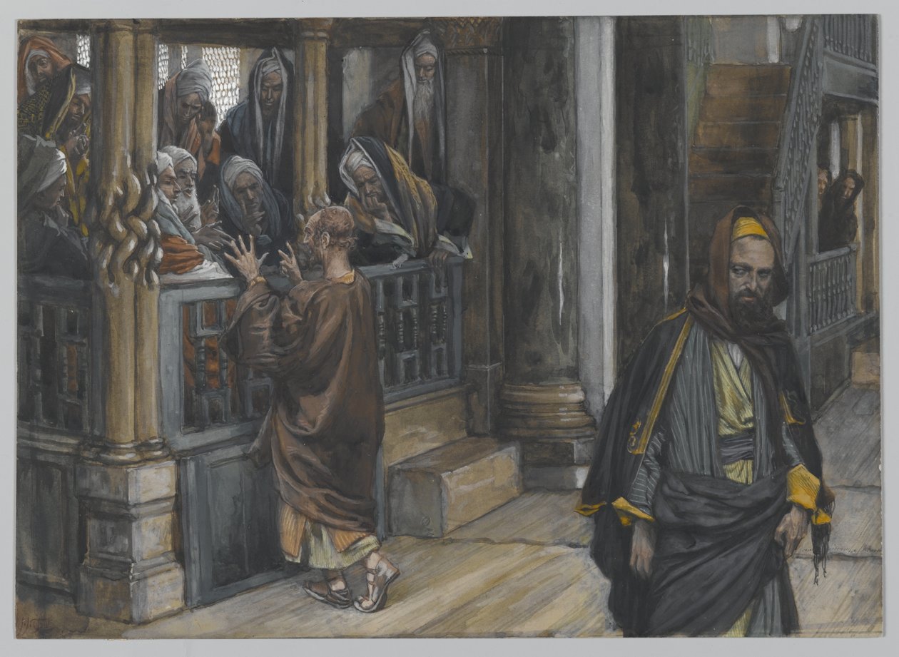 犹大去寻找犹太人，1886  -  94年我们的主耶稣基督的生活中的插图（纸上有石墨） 作者 詹姆斯·雅克·约瑟夫·天梭