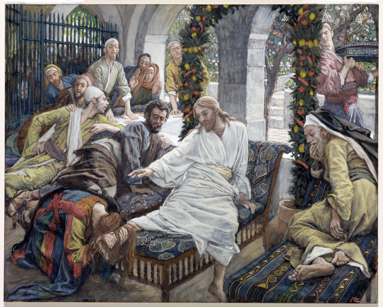 Mary Magdalenes非常珍贵的药膏盒，为基督的生命插图，c.1886-96（纸板上的水粉） 作者 詹姆斯·雅克·约瑟夫·天梭