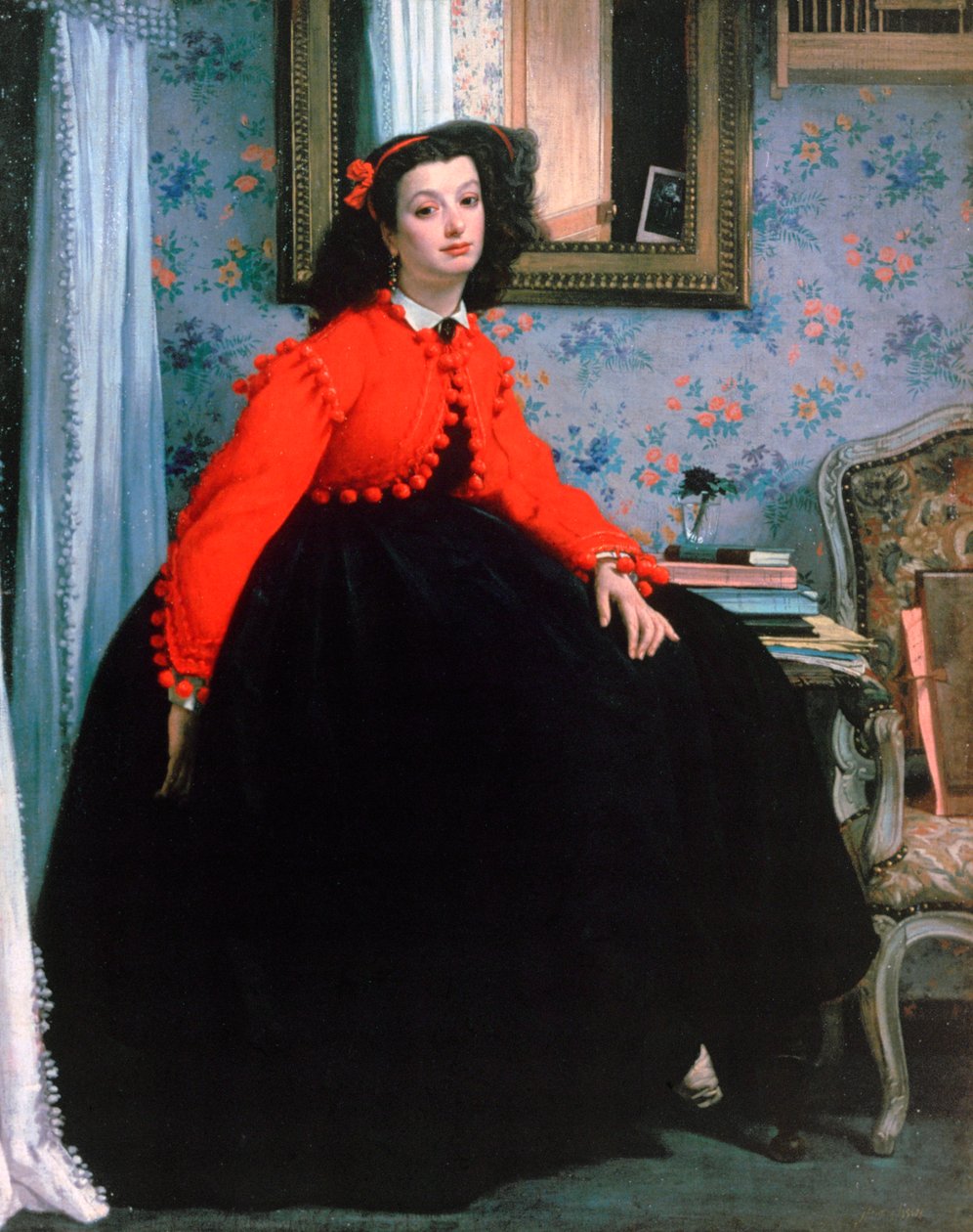 Mlle LL肖像，穿红色夹克的年轻女士，1864年。 作者 詹姆斯·雅克·约瑟夫·天梭