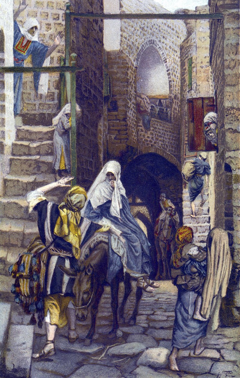 Saint Joseph Seeks a Lodging at Bethlehem - Saint Joseph Seeks a Lodging at Bethlehem - from "The Life of Our Lord Jesus Christ" - 1899 by James Tissot - Saint Joseph Seeks a Lodging at Bethleem - The Life of Our Lord Jesus Christ, by Jacques Joseph（Ja 作者 詹姆斯·雅克·约瑟夫·天梭