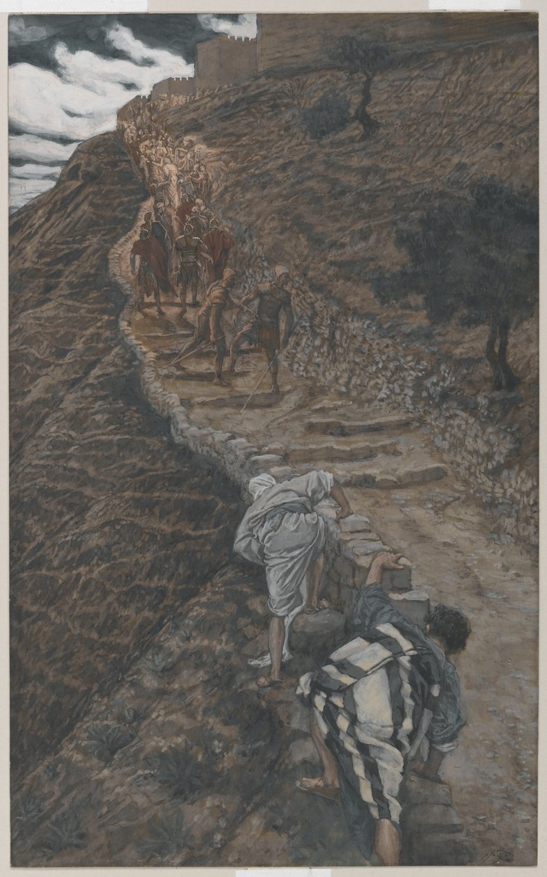 圣彼得和圣约翰来自阿法尔，来自我们的主耶稣基督的生命，1886-94（纸上有石墨） 作者 詹姆斯·雅克·约瑟夫·天梭