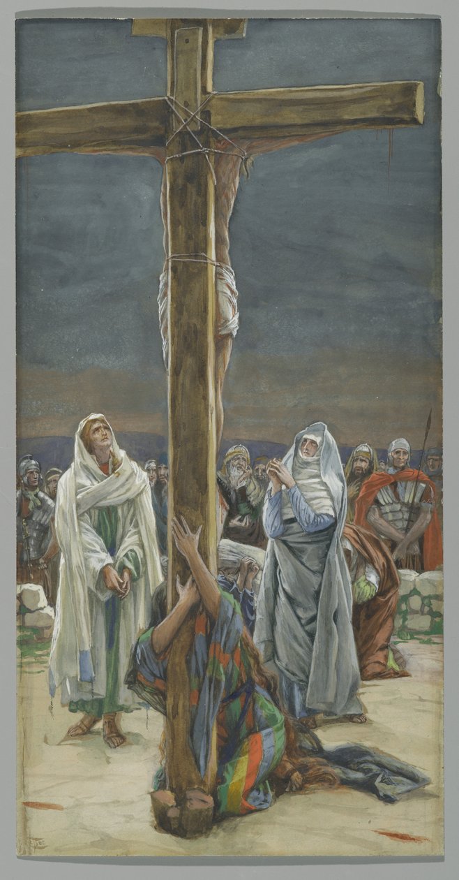 Stabat Mater。女人看到你的儿子，基督生平的插图，c.1884-96（纸板上的水粉和水粉） 作者 詹姆斯·雅克·约瑟夫·天梭